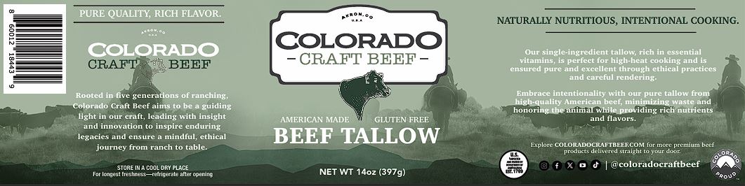Front label of beef tallow jar